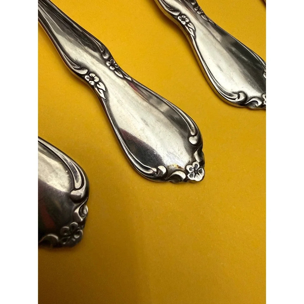 8 Oneidacraft Chateau Deluxe Stainless Iced Tea Spoon Set Floral Scroll 7.5in